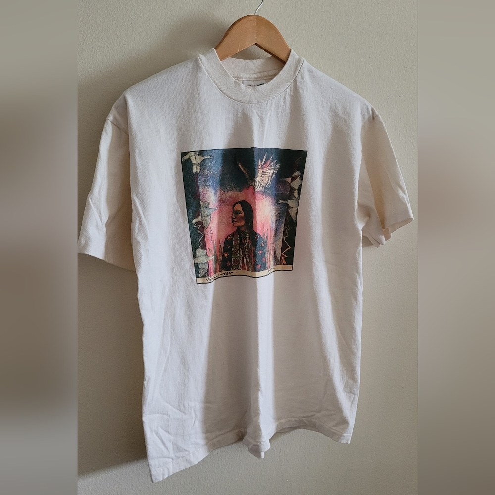 Vintage Native American "Arizona" Graphic Tshirt, Unisex Size Large, Cream.